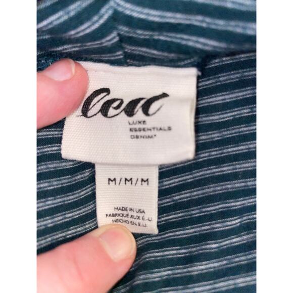 LED Cowl Neck‎ Tunic - Emerald Green w/Stripes - Size M - Made in USA - Soft! - Picture 3 of 8